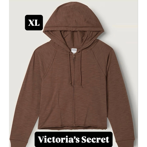 Victoria's Secret Tops - Victoria's Secret PINK Lounge 100% Cotton Zip-Up XL